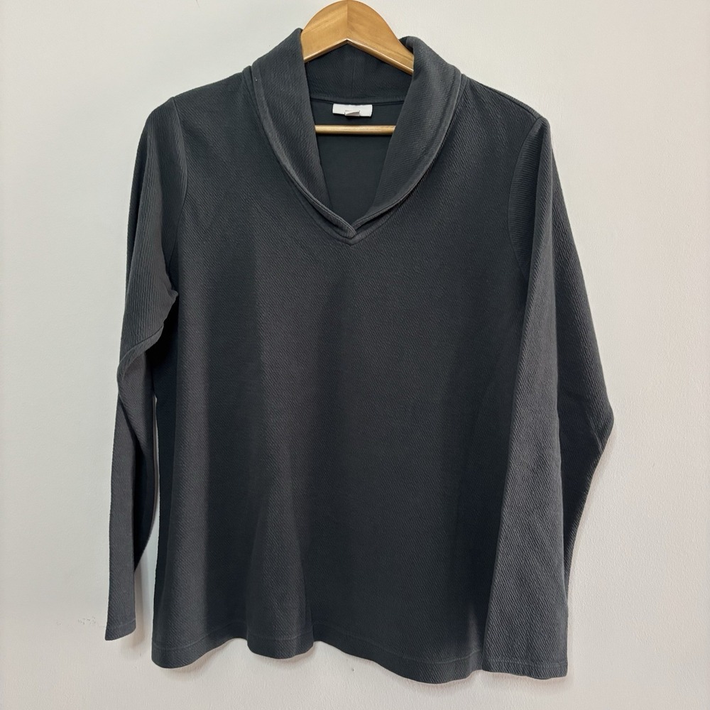 J Jill Pure Jill Long Sleeve Shawl Collar Sweatshirt Large Texture CozyCore‎ - Picture 2 of 9